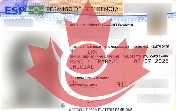 نمونه ویزاهای اقامت تمکن مالی اسپانیا